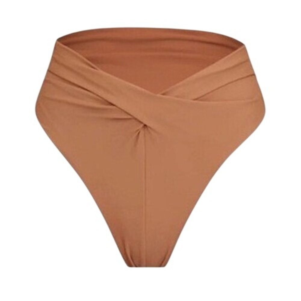 Andrea Iyamah‎ NEW Akacia High Waist Cross Front Bottom in Nude Size Small